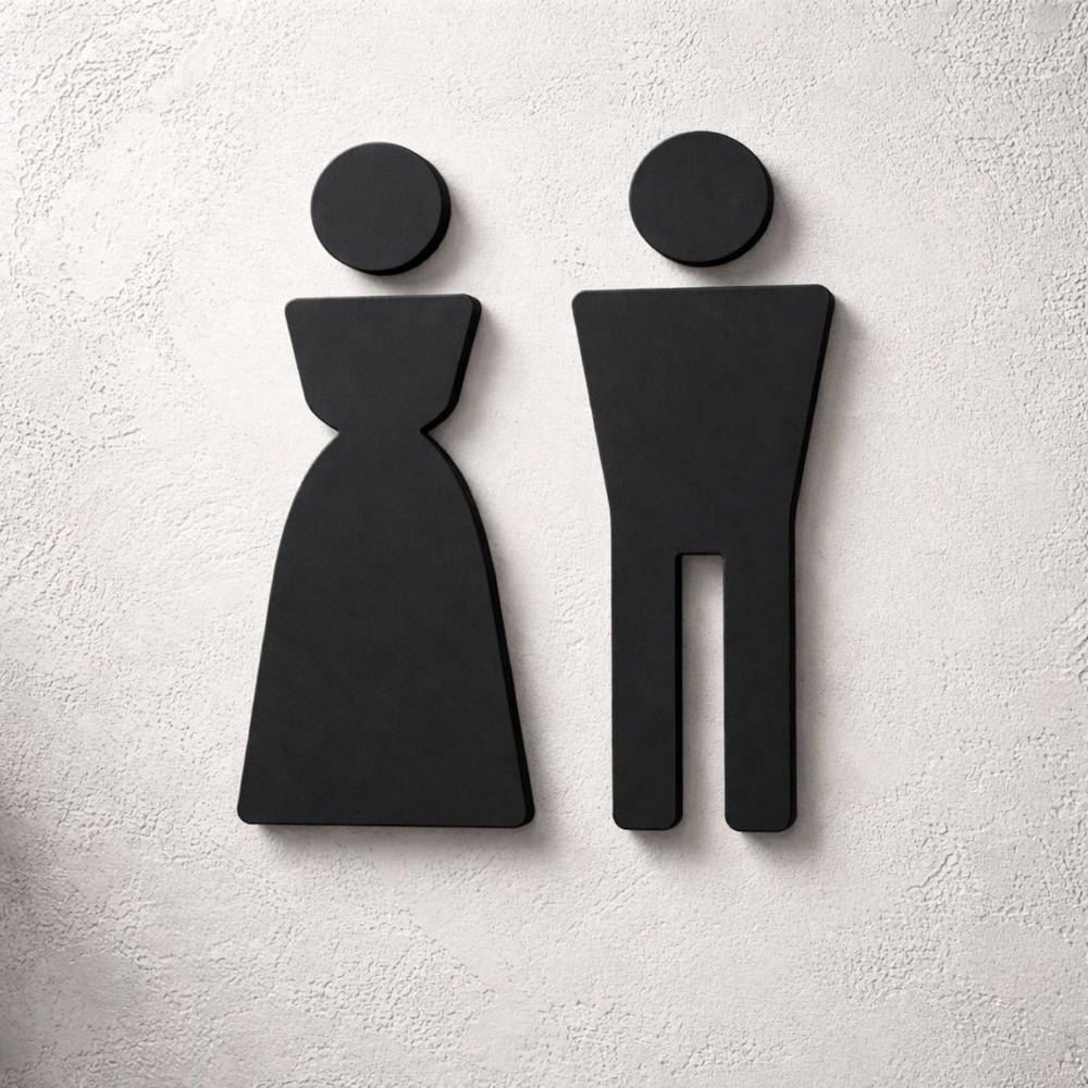 3D Printing Icon - Minimalistisches 3D-Gedrucktes Herren- und Damen-WC-Schild Modernes