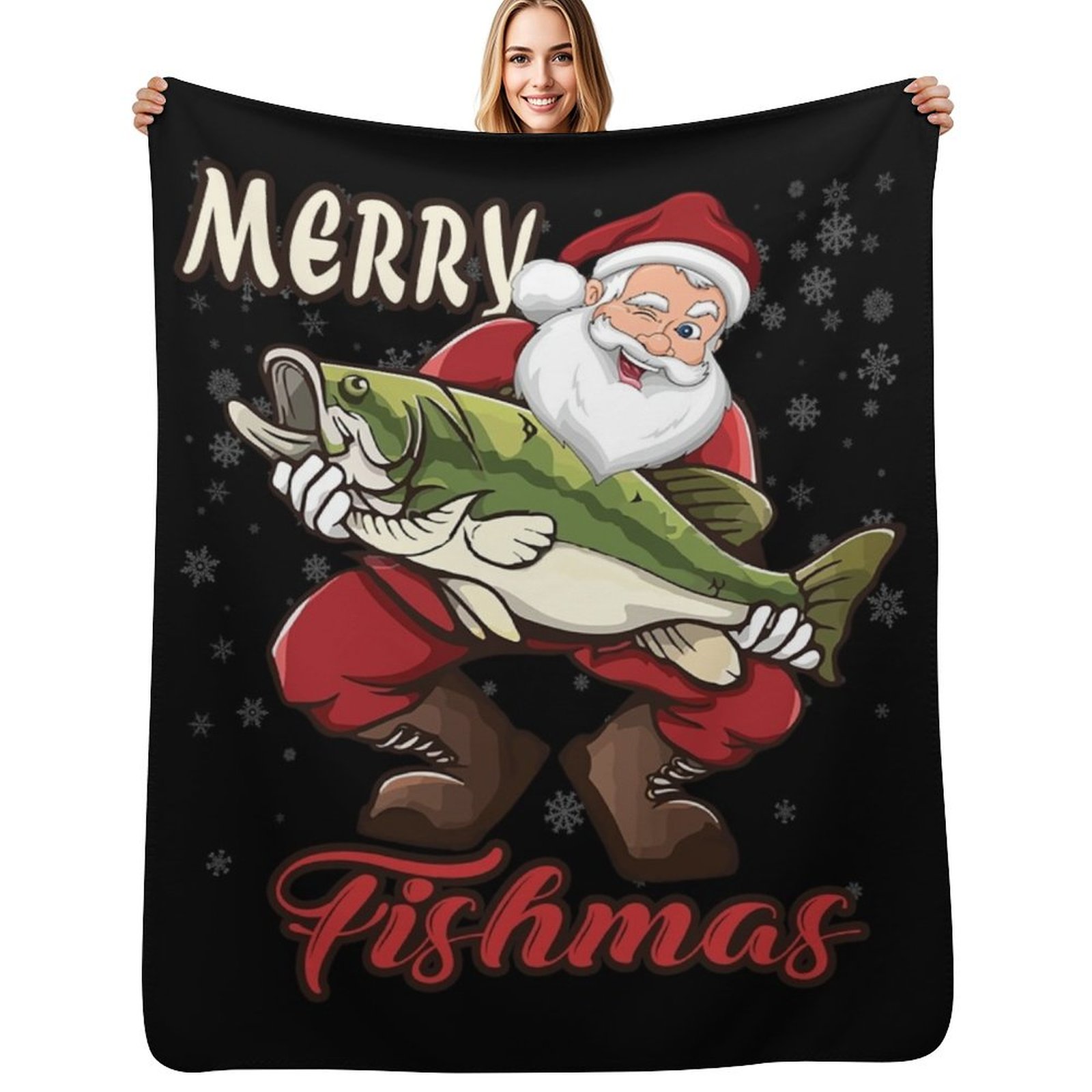 3D Printing Xmas Ideas - Merry Fishmas - Lustige Bassfisch-Angel-Weihnachtsdecke mit