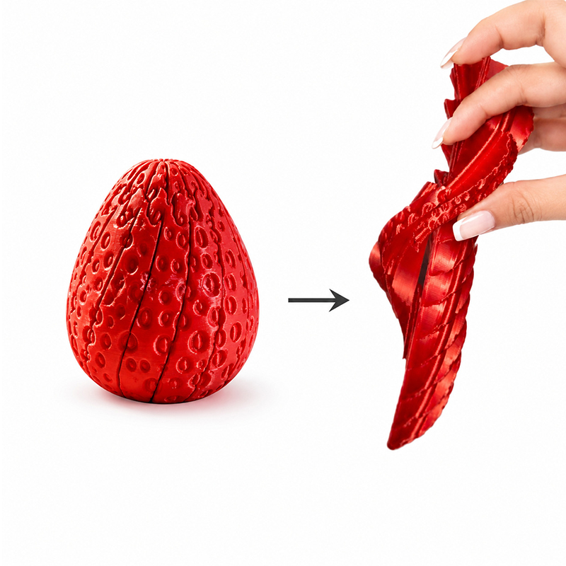 3D Printing Egg - Verdrehtes Erdbeer-Ei 3D-Gedrucktes Drehbares Erdbeer-Fidget-Spielzeug Rotierendes