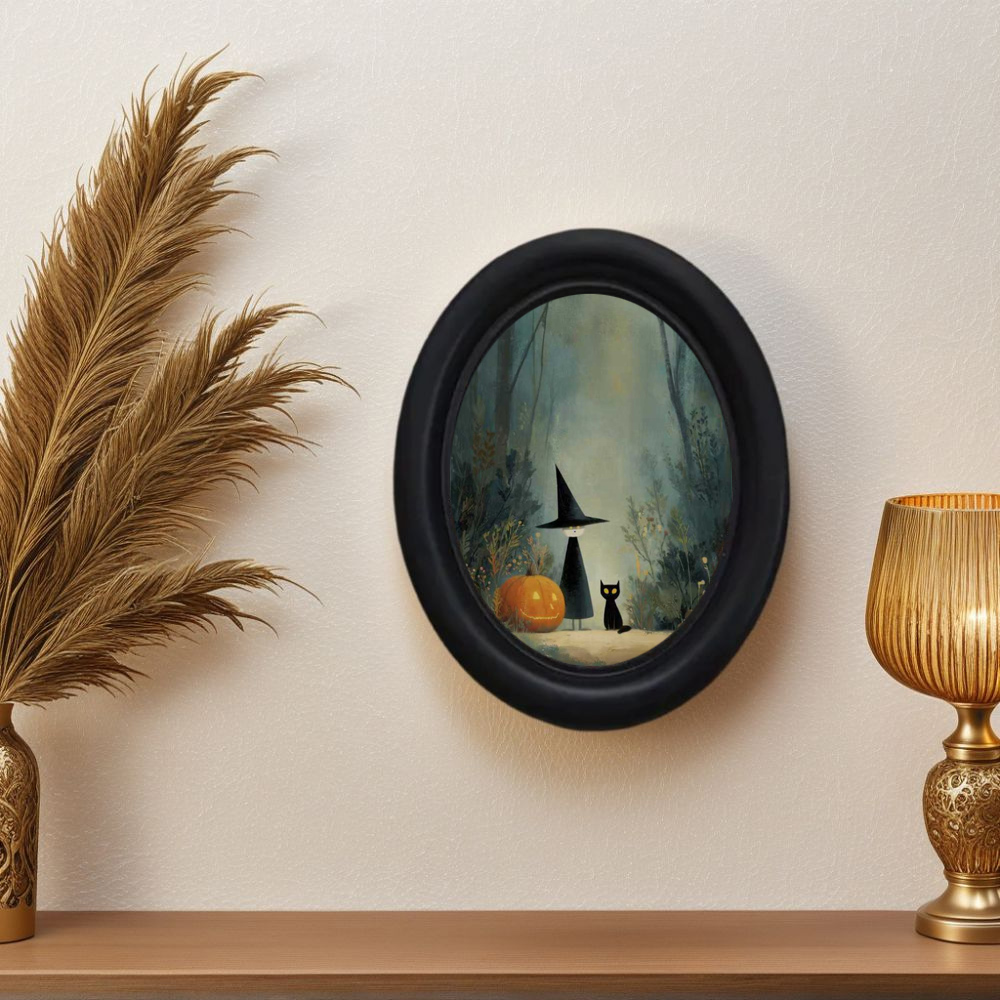 3D Printing Room - Ein 3D-Wandgemälde im Vintage-Halloween-Hexe und schwarze