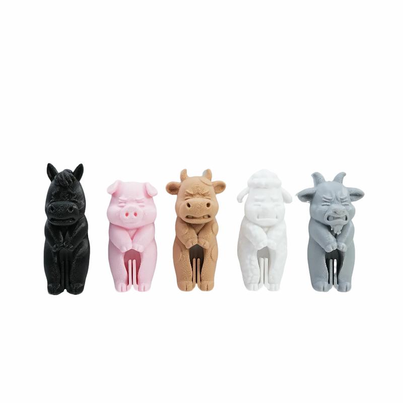 3D Printing In Food - 3D-gedrucktes 1/5-teiliges Set Bauernhoftier-Beutelklammern Lustige Haustier-Lebensmittelbeutel-Verschlussklammern