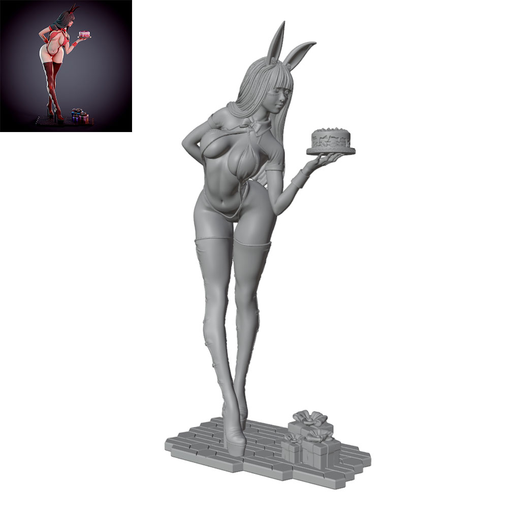 3D Printing Ultem - 1/24/12/6 Feiertagsparty-Thema Hasenmädchen-Figur, niedliches Mädchen-Harzmodell-Set GK