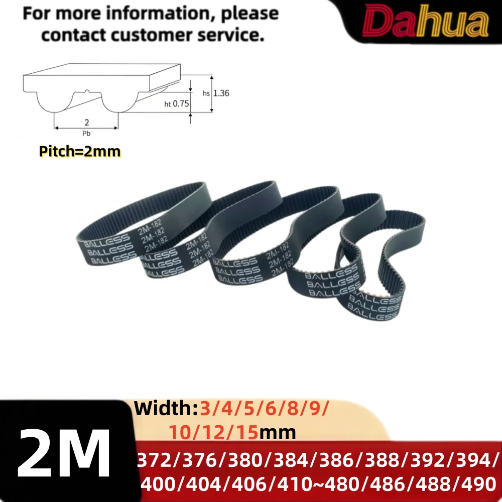 3D Printing Industrial - 2M Zahnriemen 372/376/380~488/490mm Länge 3/4/5/6/8/9/10/12/15mm Breite