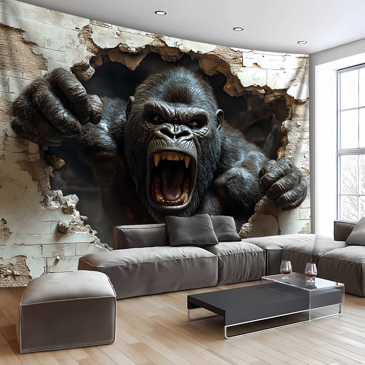 3D Printing Room - 1 Stück 3D Dynamic Gorilla Wall