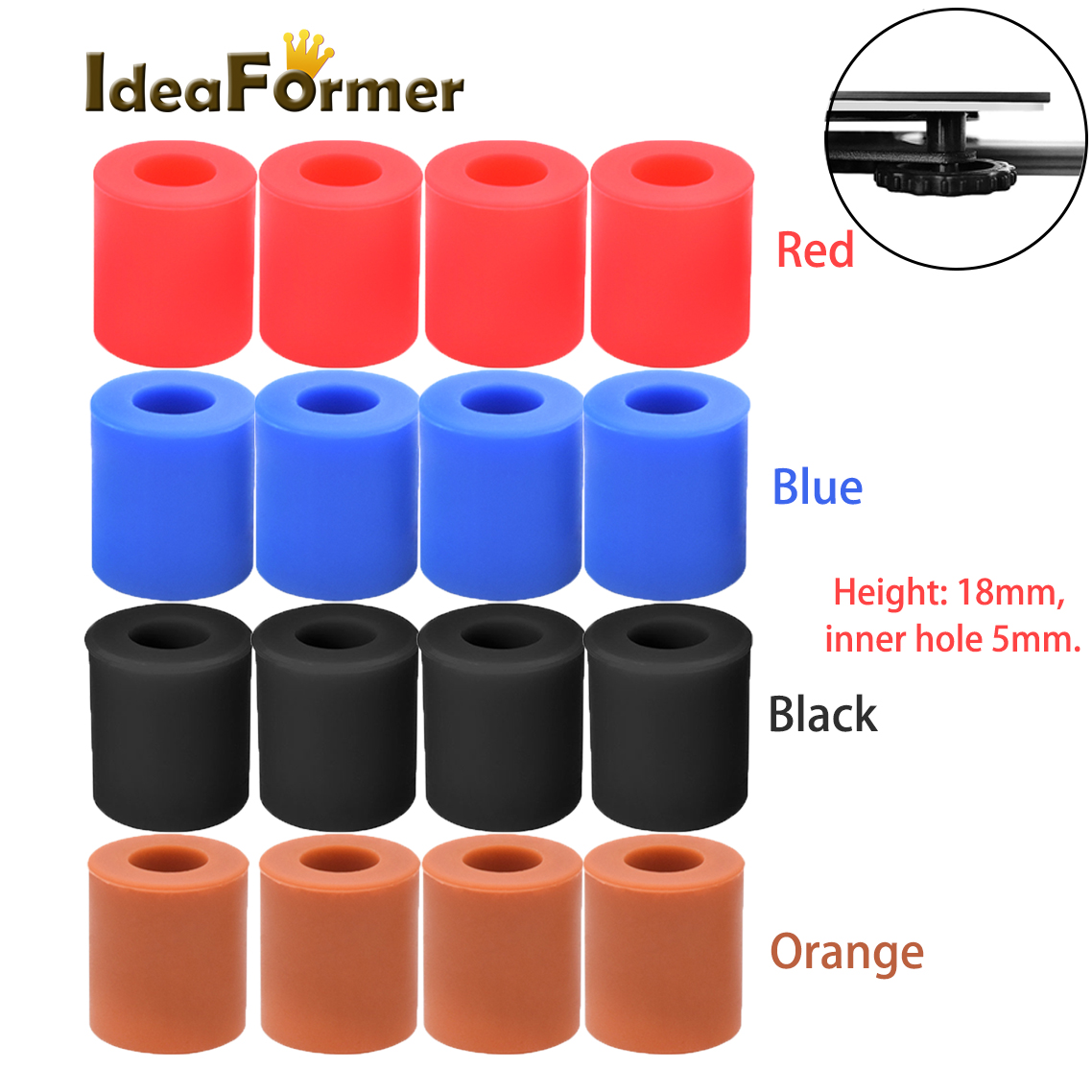 Ender 3 Upgrade Kit - IdeaFormer 4 Stück Hochtemperatur-Silikon-Abstandshalter für heißes