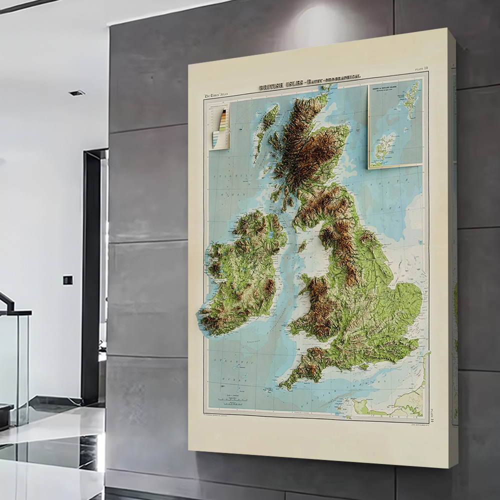 3D-Reliefkarte der britischen  – 3D Printing Room Bewertung und Preis