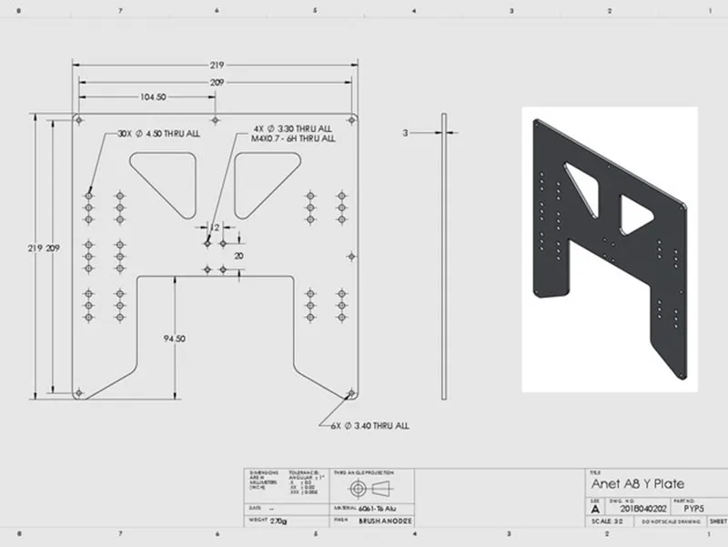 1PC Anet A8 A6 3D Drucker Y-Ka – 3D Printing Industrial Bewertung und Preis